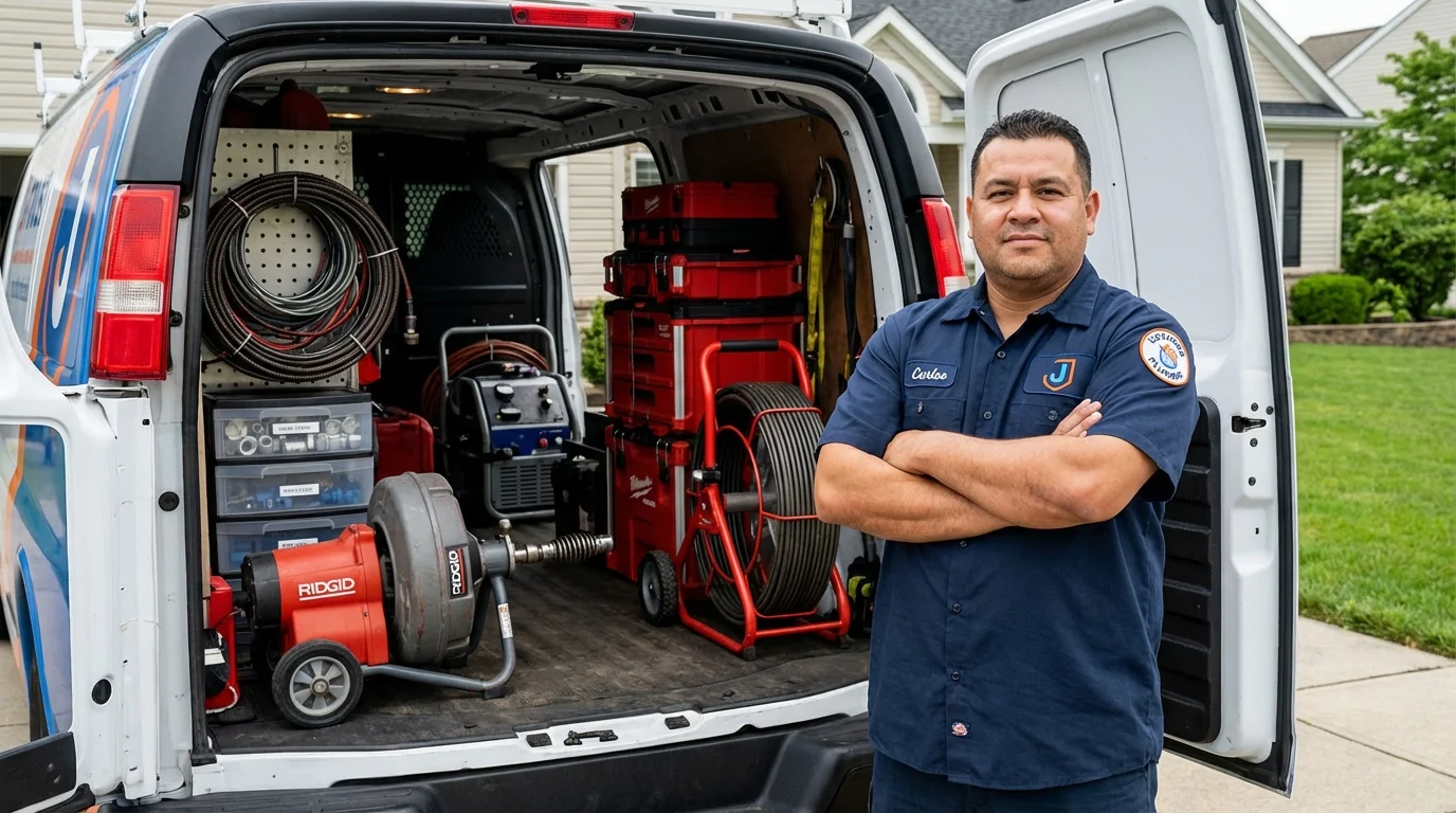 Professional drain cleaning equipment and Johns Plumbing LLC plumber in Quitman