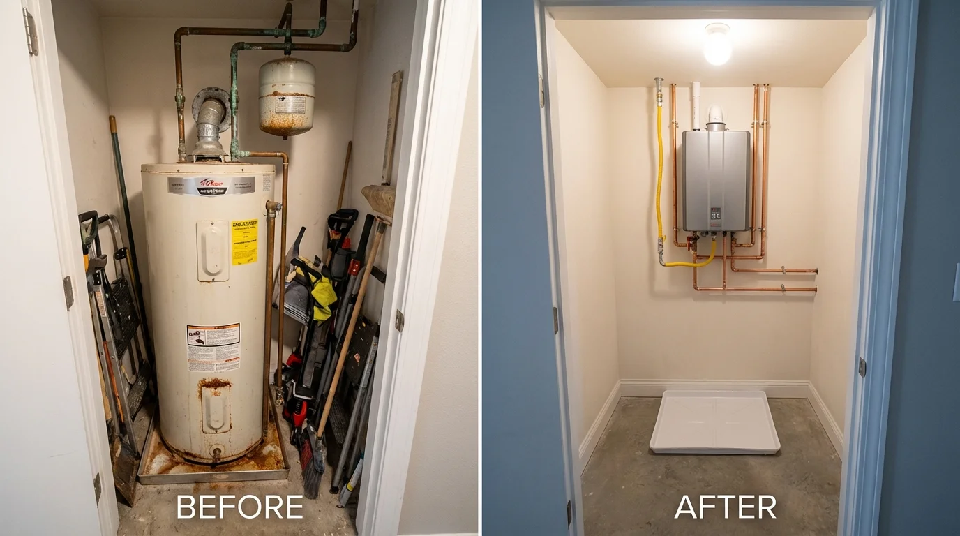Tank water heater versus wall-mounted tankless unit comparison for Quitman, MS homeowners